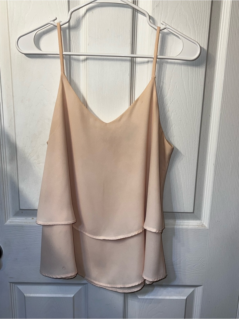 Annabella Double Layer Spaghetti Strap Camisole in Pale Peach